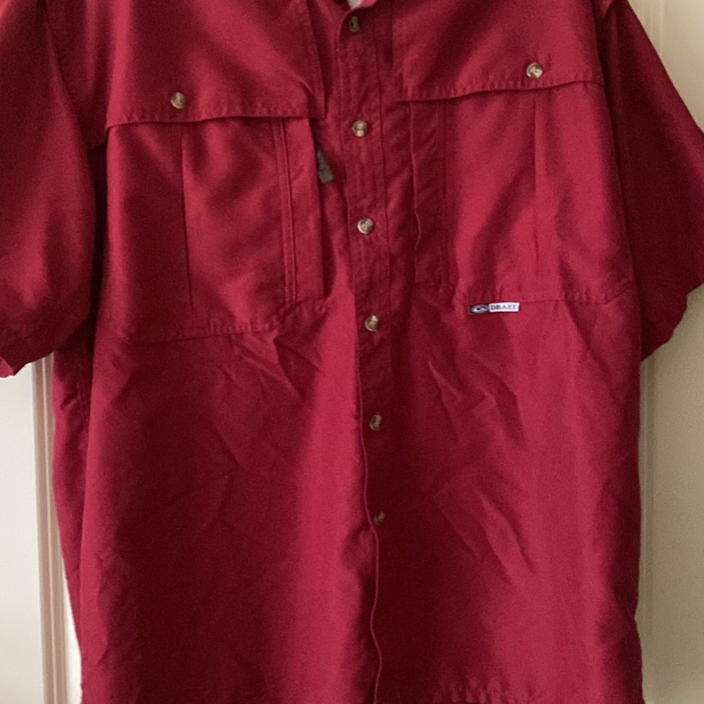 Drake Short Sleeve Button-Up Shirt in Deep Red